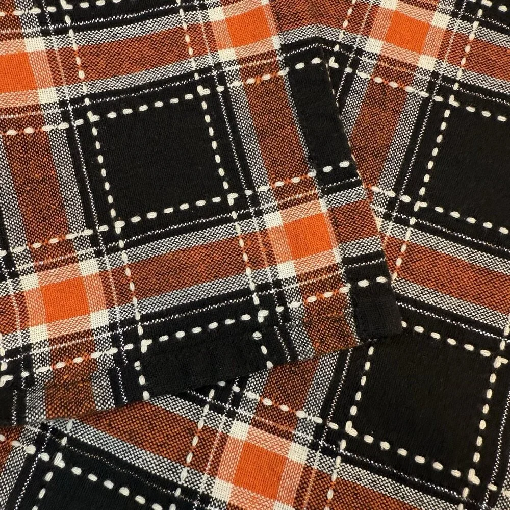 Cynthia Rowley Tablecloth Plaid 60”x 84” Orange Black White Silver Halloween